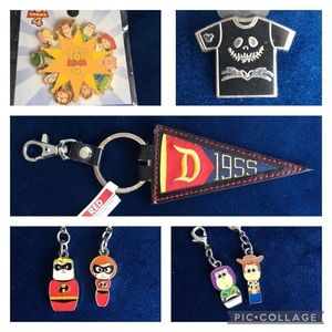 7 diff. Disney PINS, CHARMS, & Keyring